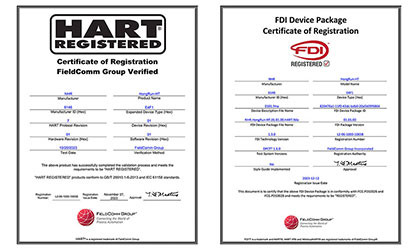 虹润温度变送器通过国际HART认证，并成为国内首家取得FDI文件认证的企业
